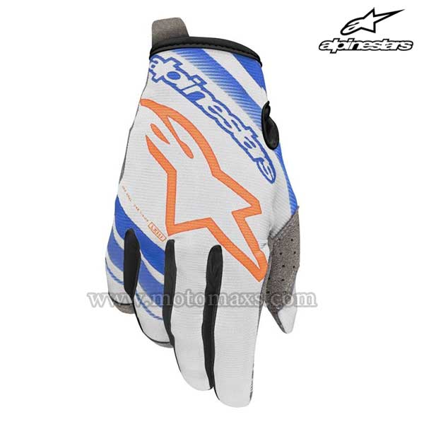 Guantes Cross Alpinestars "Radar" Grises-Azules-Naranjas FL.