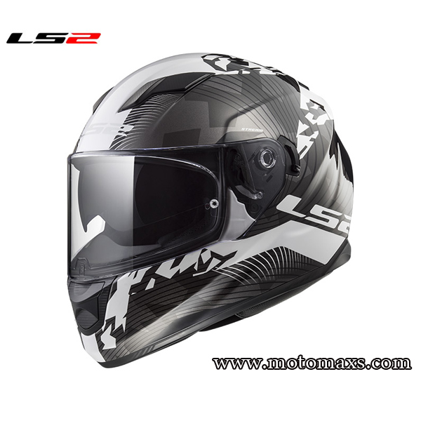 Casco LS2 Stream FF320 "Hype" Blanco-Negro-Titanio.