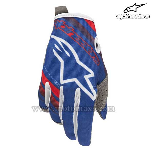 Guantes Cross Alpinestars "Radar" Azules-Rojos-Blancos.