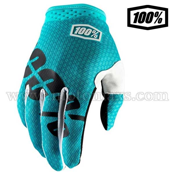 Guantes Cross 100% "iTrack" Verdes Azulados.