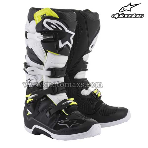 Botas Alpinestars "Tech 7" Negras-Blancas.