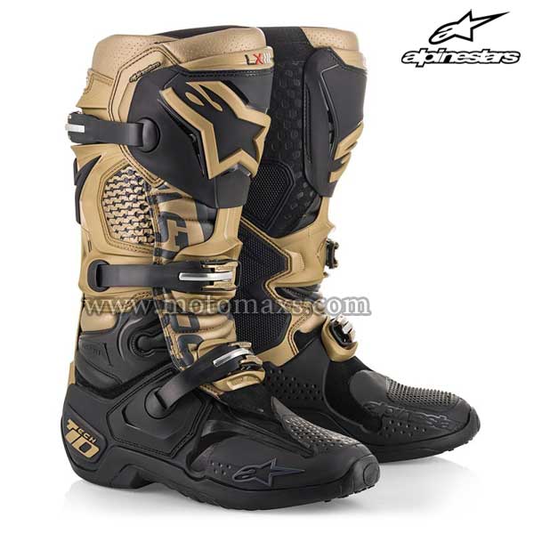 Botas Alpinestars "Tech 10" Aviator LE. Negras-Oro-Grises CL.