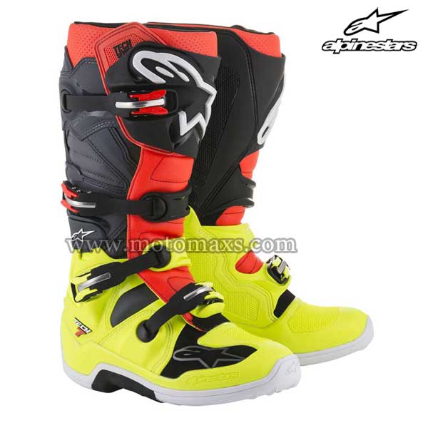 Botas Alpinestars "Tech 7" Amarillas FL-Rojas FL-Grises-Negras.
