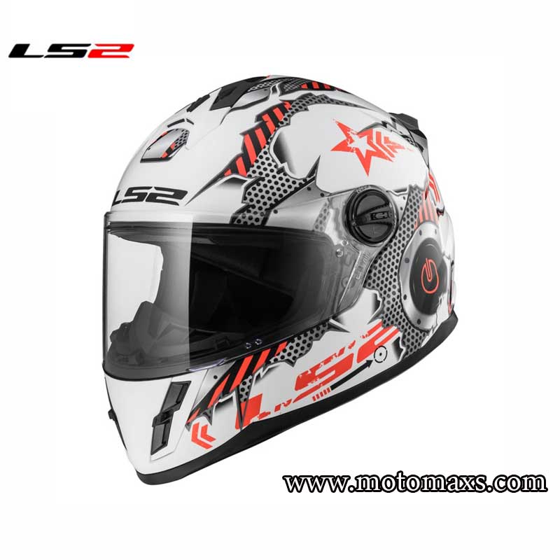 Casco Niño LS2 Kid FF392J "Machine" Blanco-Rojo.