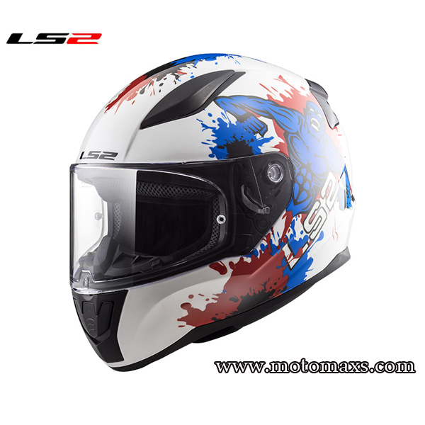 Casco Niño LS2 KID MINI MONSTER Blanco-Azul