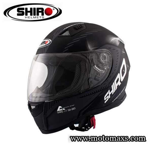 Casco Shiro SH-881 "Motegi" Negro Mate-Carbono.
