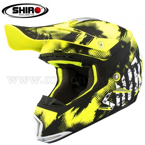 Casco Cross Shiro MX-305 "Sils" Amarillo Fluor Mate.
