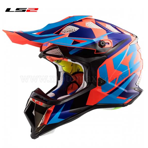 Casco Cross LS2 Subverter MX470 "Nimble" Negro-Azul-Naranja.