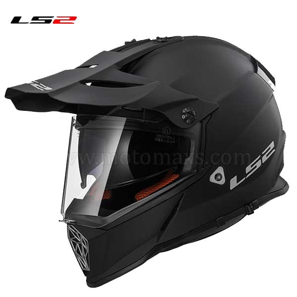 Casco Cross LS2 Pioneer MX436 "Solid" Negro Mate.