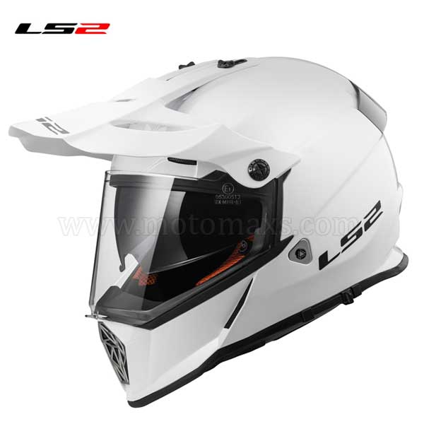 Casco Cross LS2 Pioneer MX436 "Solid" Blanco.