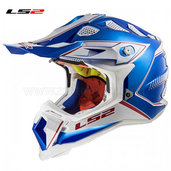Casco Cross LS2 Subverter MX470 "Power" Azul Cromado.