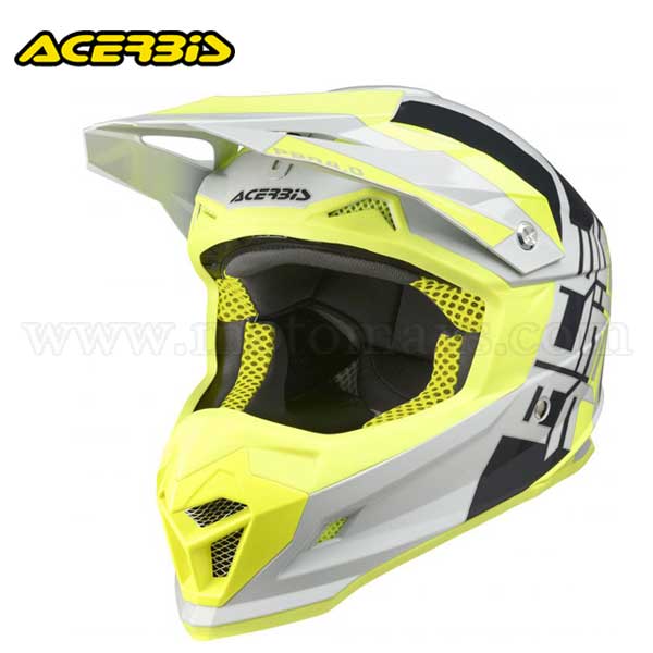 Casco Cross Acerbis "Profile 4" Gris-Amarillo.