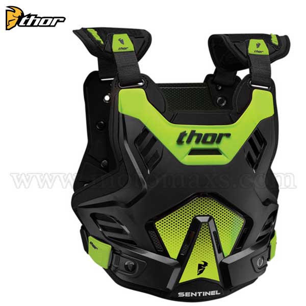 Peto Protector Thor "Sentinel GP" Negro-Verde Fluo.