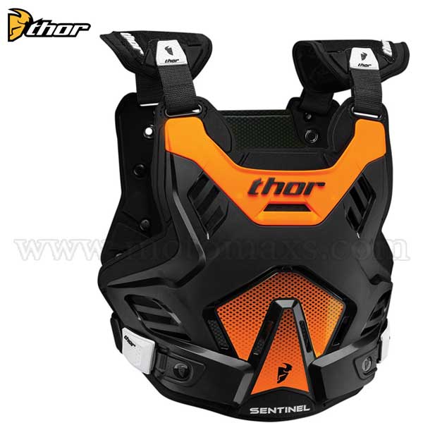 Peto Protector Thor "Sentinel GP" Negro-Naranja Fluo.