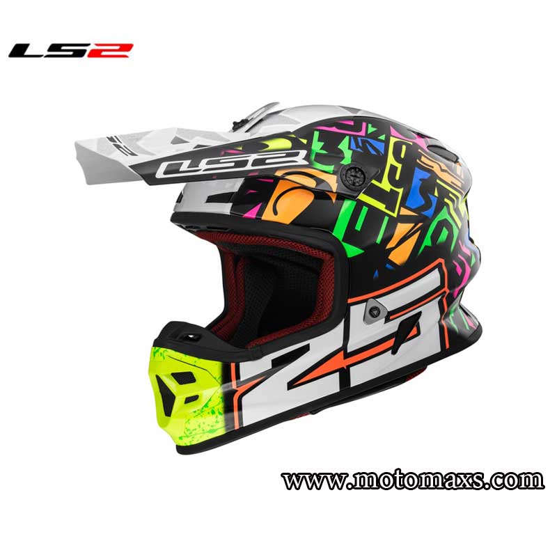 Casco Cross LS2 Light MX456 "Punch" Blanco-Negro.