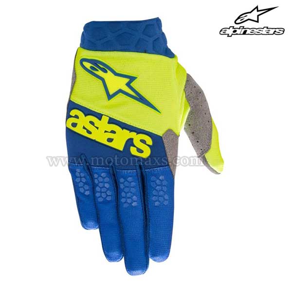 Guantes Cross Alpinestars "Racefend" Amarillos FL-Azules.