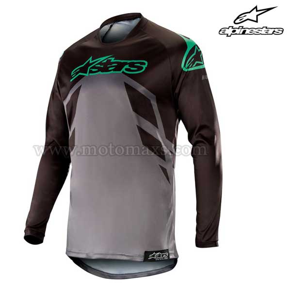 Camiseta Alpinestars "Racer Tech Compass" Negra-Gris-Verde AZL.