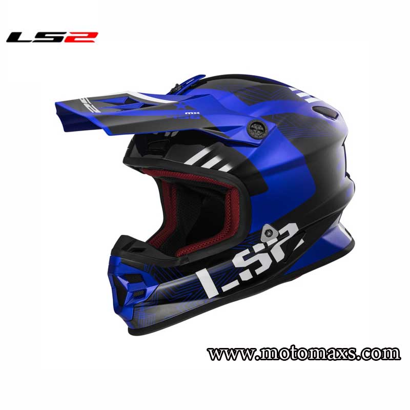 Casco Cross LS2 Light MX456 "Rallie" Azul-Negro.