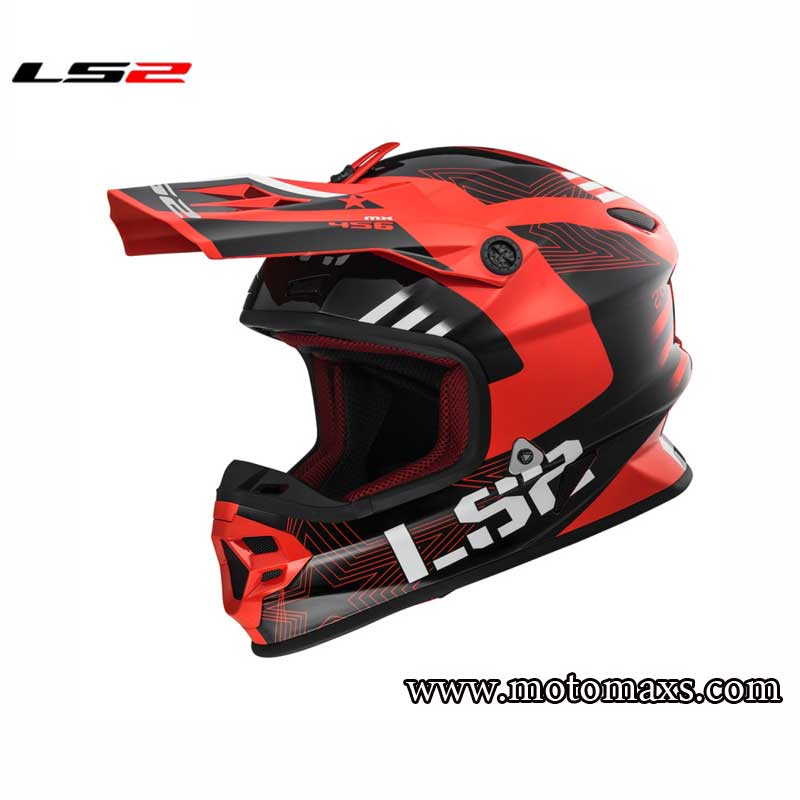 Casco Cross LS2 Light MX456 "Rallie" Rojo-Negro.