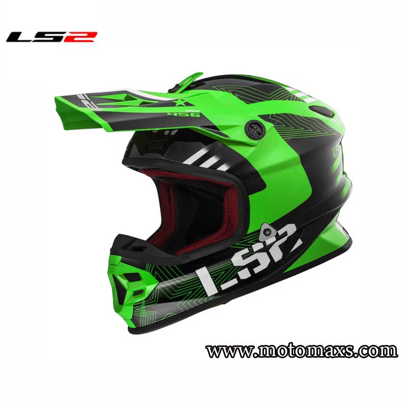 Casco Cross LS2 Light MX456 "Rallie" Verde-Negro.