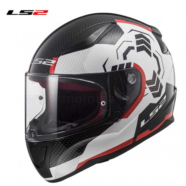 Casco LS2 Rapid FF353 "Ghost" Blanco-Negro-Rojo.