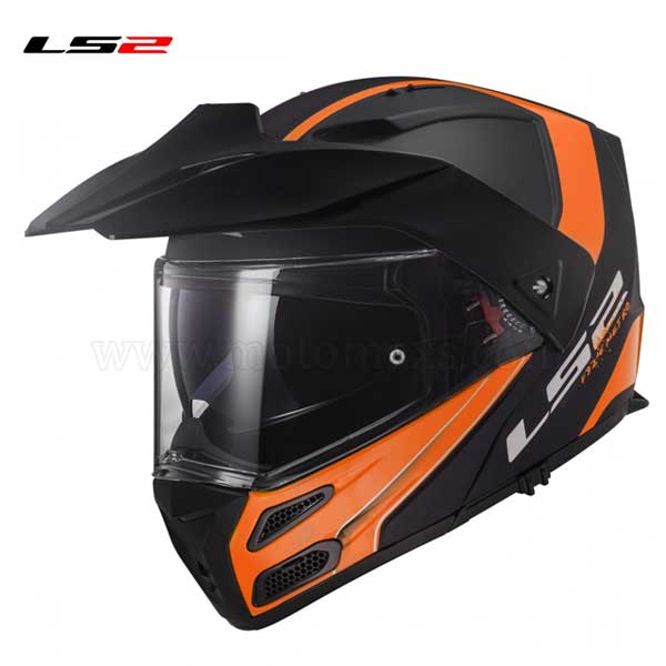 Casco LS2 Metro P/J FF324 "Rapid" Negro Mate-Naranja.