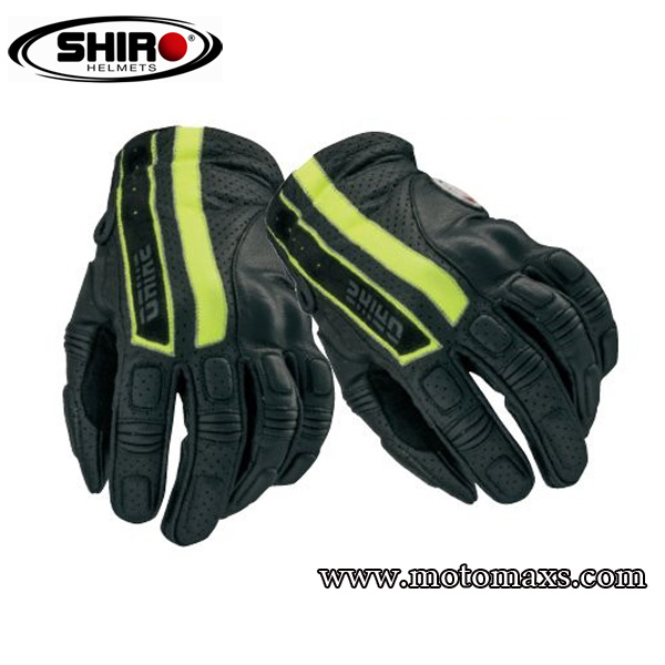 Guantes Shiro SH-06 "Pista" Negro-Amarillo Fluor.