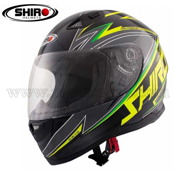 Casco Shiro SH-881 "Atlanta" Negro-Amarillo Fluor.