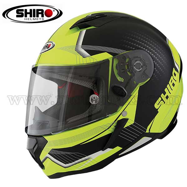 Casco Shiro SH-890 "Losail" Negro Mate-Amarillo Fluor.