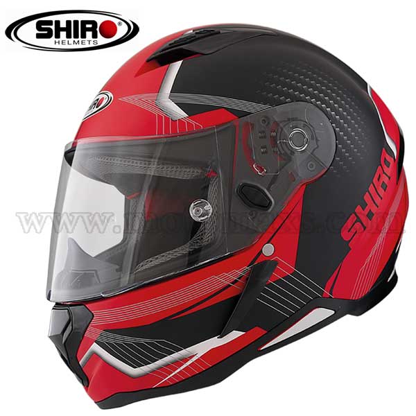 Casco Shiro SH-890 "Losail" Negro Mate-Rojo.