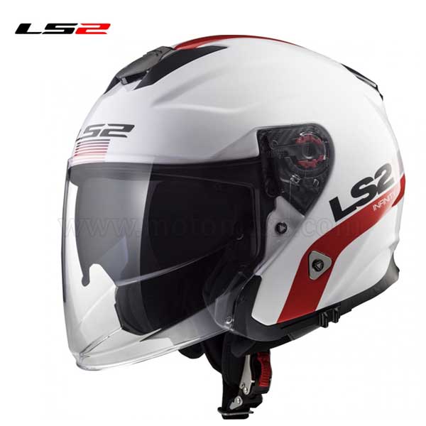 Casco Jet LS2 Infinity OF521 "Smart" Blanco-Rojo-Azul.