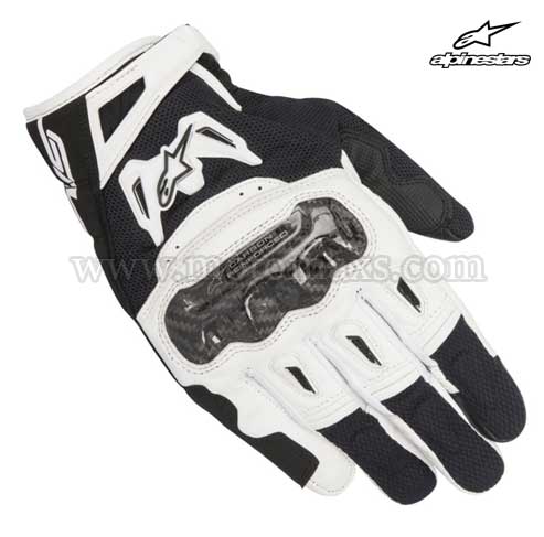 Guantes Alpinestars "SMX-2 Air Carbon V2" Negros-Blancos.