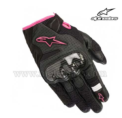 Guantes Alpinestars "Stella SMX-1 Air V2" Negros-Fucsia.