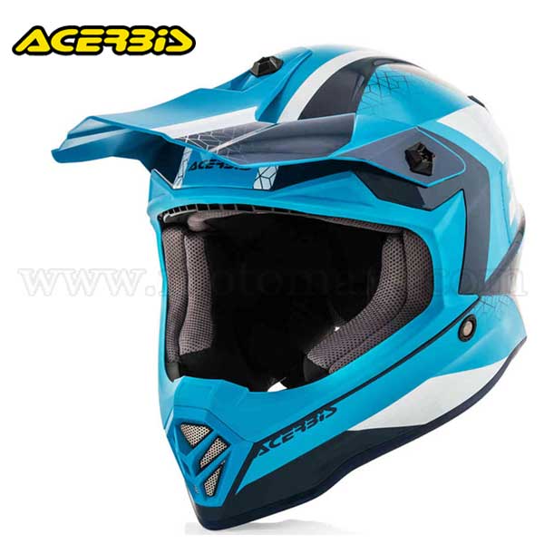 Casco Cross Acerbis Infantil "Steel" Azul-Blanco.