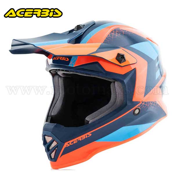 Casco Cross Acerbis Infantil "Steel" Naranja-Azul.