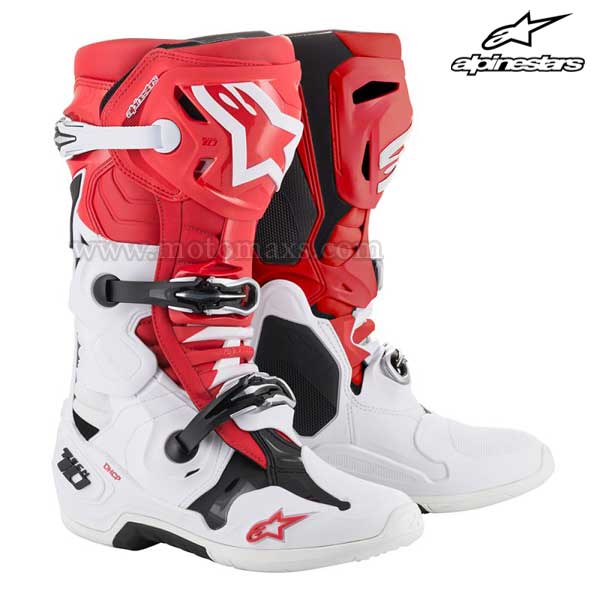 Botas Alpinestars "Tech 10" Rojas-Blancas-Negras.