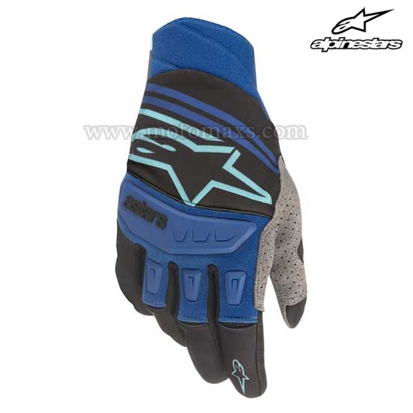 Guantes Cross Alpinestars "Techstar" Negros-Turquesa-Azules.