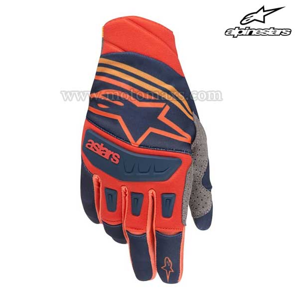 Guantes Cross Alpinestars "Techstar" Azules OS-Rojos-Naranjas.