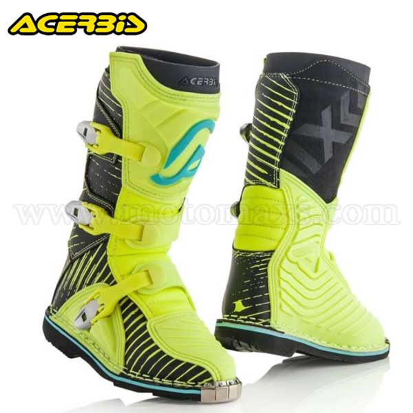 Botas Cross Acerbis Infantil "X-Kid" Negras-Amarillas Fluo.