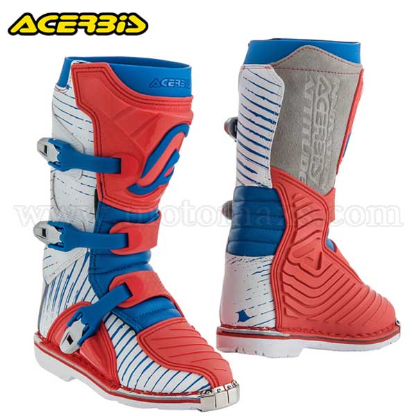 Botas Cross Acerbis Infantil "X-Kid" Rojas-Azules.