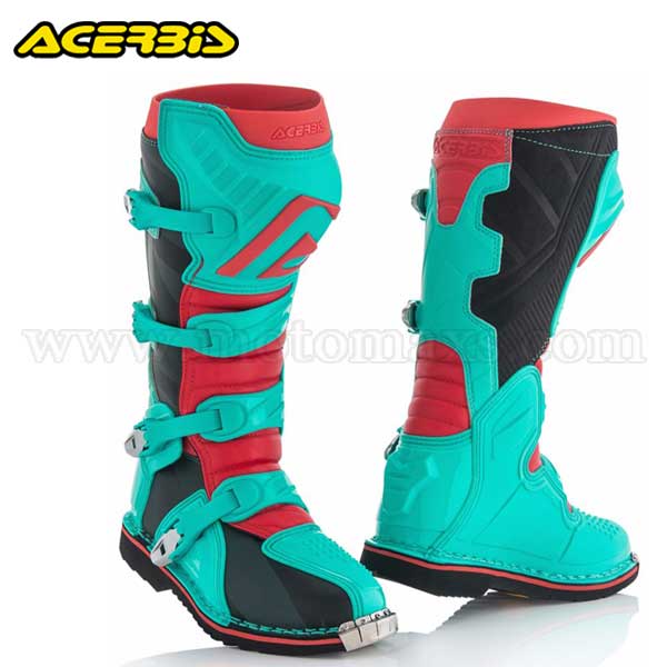 Botas Cross Acerbis "X-Pro V" Verdes-Rojas.