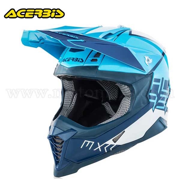 Casco Cross Acerbis "X-Racer Vtr" Blanco-Azul.