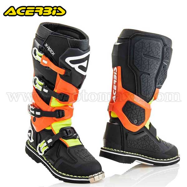 Botas Cross Acerbis "X-Rock" Negras-Naranjas Fluo.