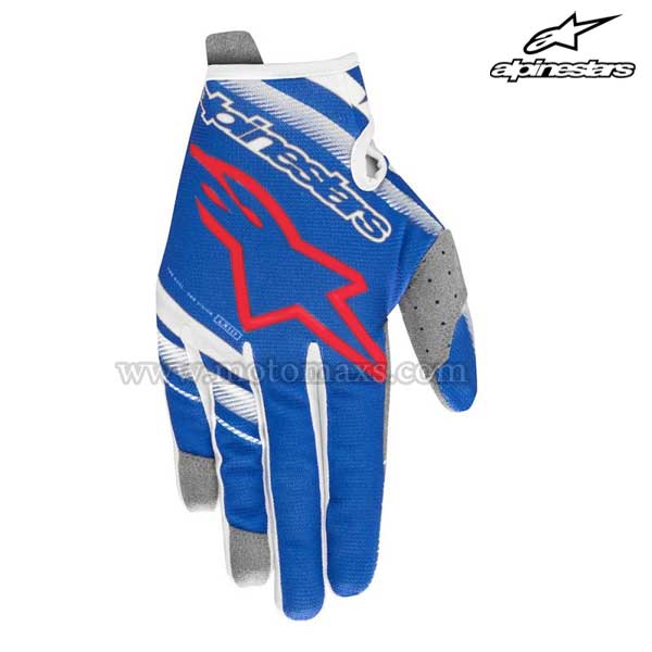 Guantes Cross Alpinestars Infantil "Radar" Azules-Blancos-Rojos.
